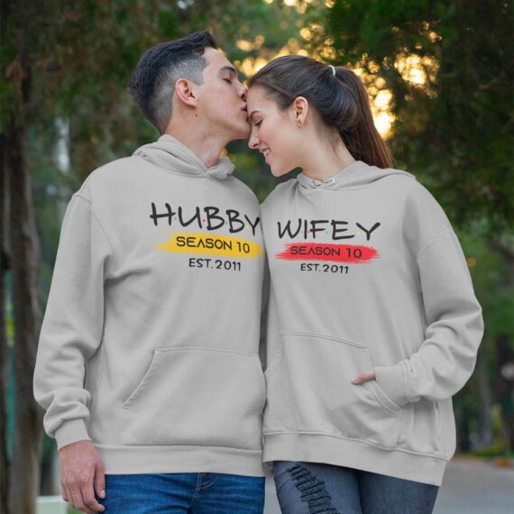 Wifey And Hubby Matching Couple Hoodies| Anniversary Couple Shirt| Best Gifts For Couple