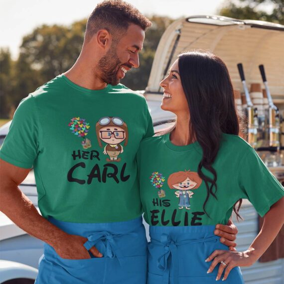 Matching Up Movie Young Couple T-Shirt | Disney Carl Ellie Couple Shirts| Best Gift For Couple