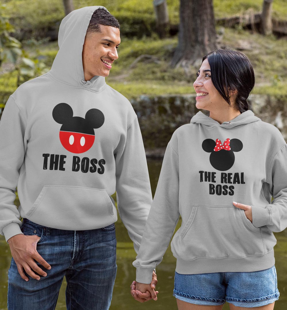 Couple Hoodies Set of 2 Couple Hoodies The Boss and The Real Boss Matching Couple Hoodies