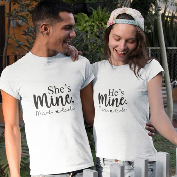 Personalised Matching Couple T-Shirt | She’s Mine He’s Mine Couple Shirts| Best Gift For Couple