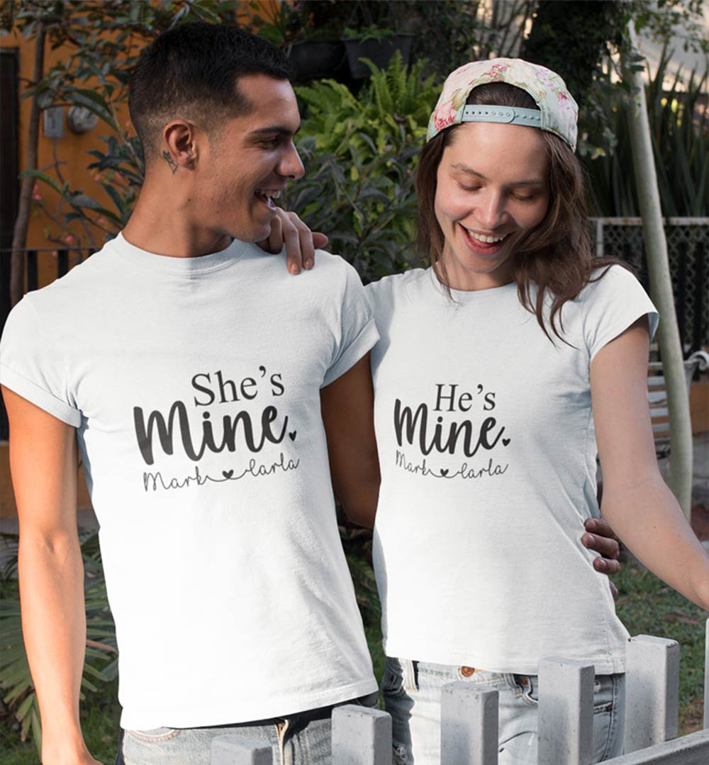 He is Mine She is Mine Couple Tees Matching Shirts Red 