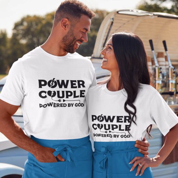 Matching Power Couple T-Shirt | Power By God Couple Shirts| Best Gift For Couple