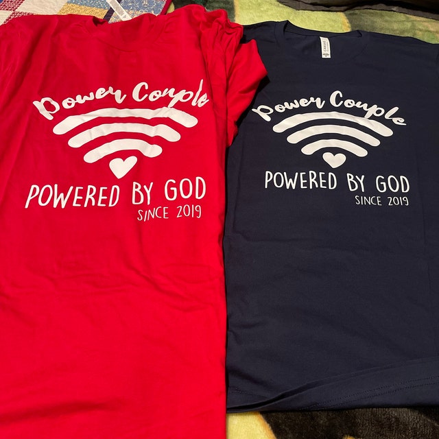 Matching Power By God Couple T-Shirt| Wifi Power Couple Shirts| Best Gift For Couple photo review