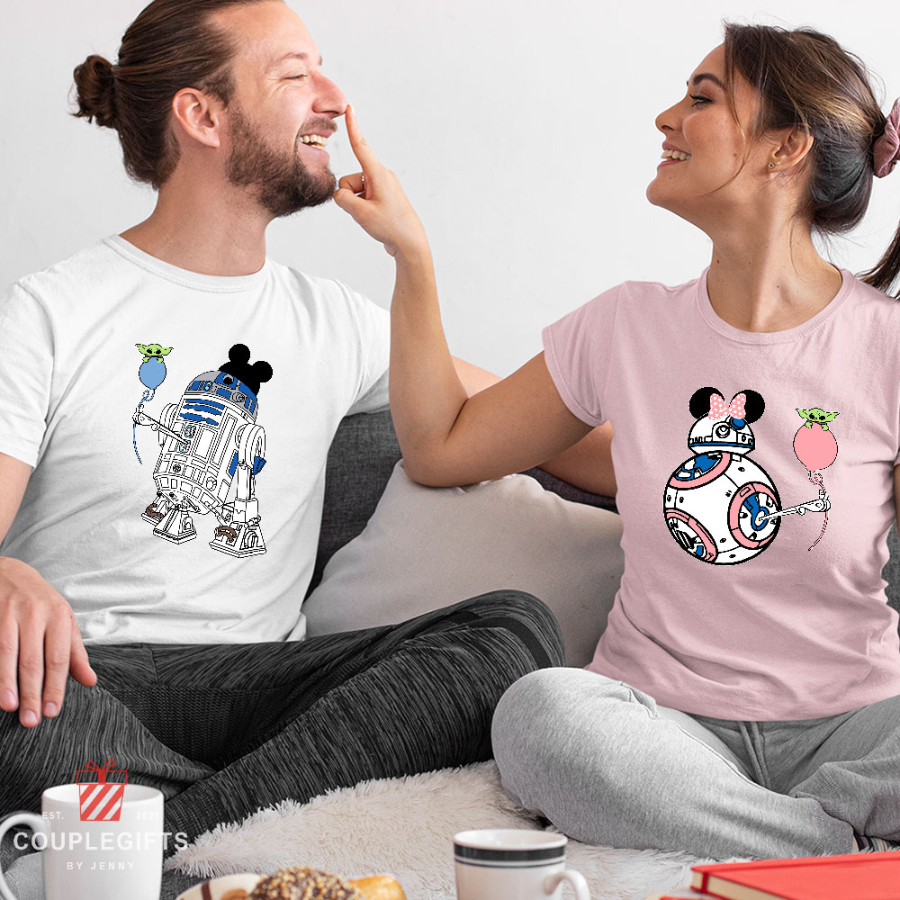 https://www.couplegiftbyjenny.com/wp-content/uploads/2023/01/Mickey-R2D2-and-BB8-Star-Wars-Matching-Shirts-For-Couples-1.jpg