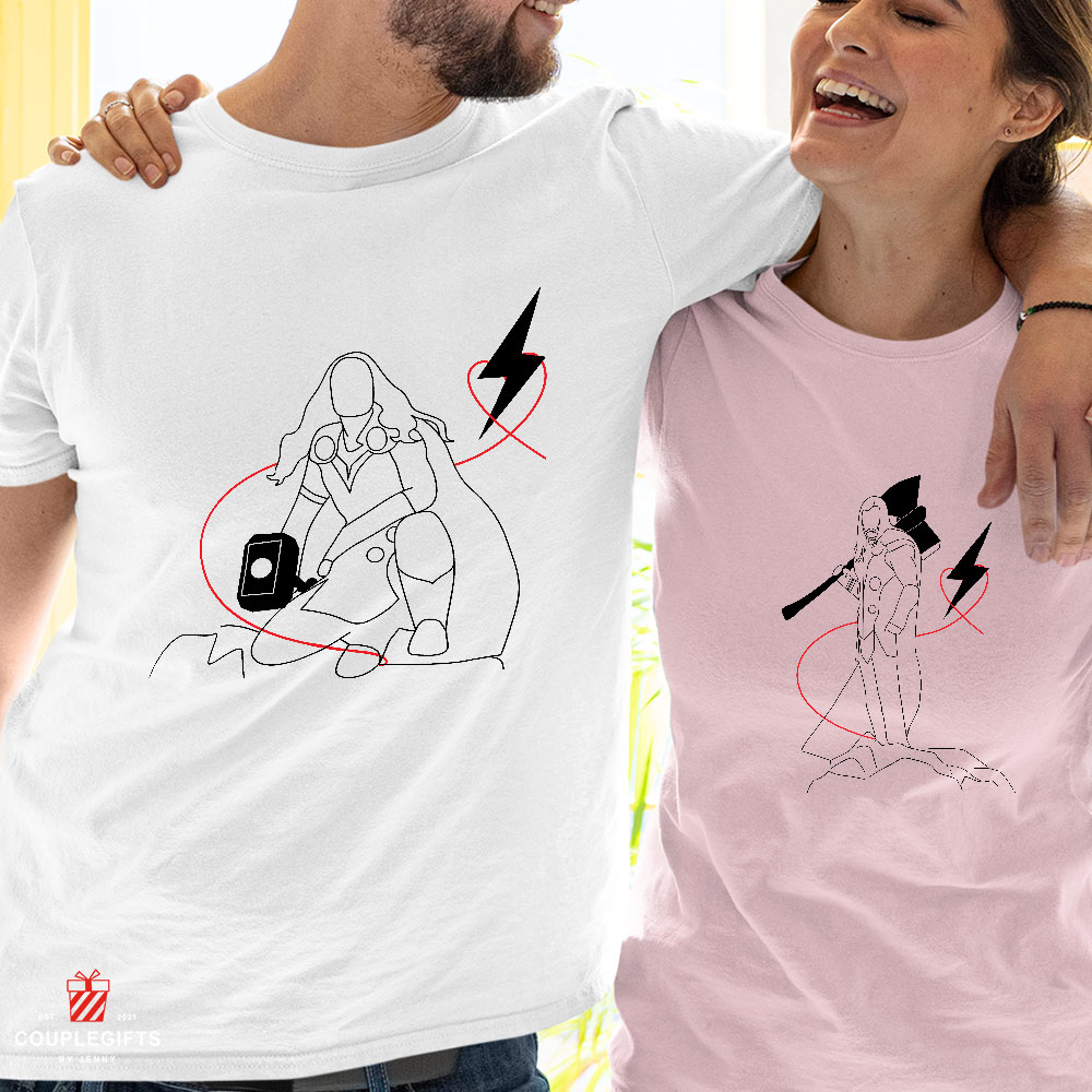 Thor Odinson and Jane Foster Marvel Husband And Wife T Shirts
